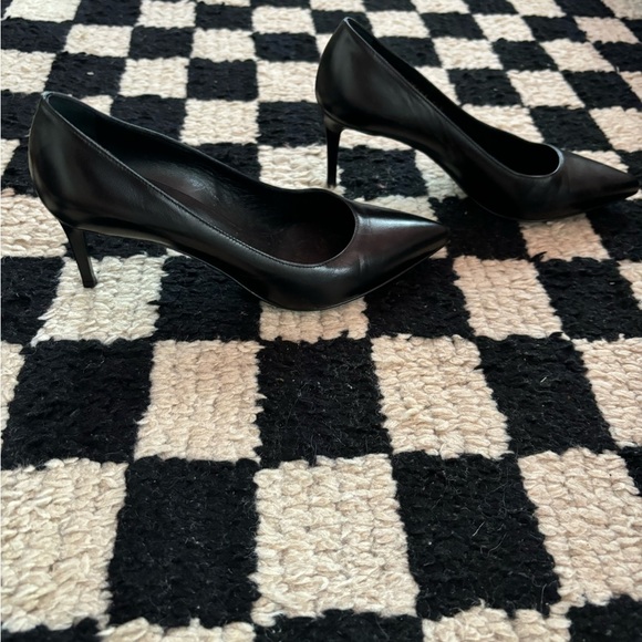 SAINT LAURENT black leather Anja 85 pointed toe pump heels 36.5 - Picture 4 of 8